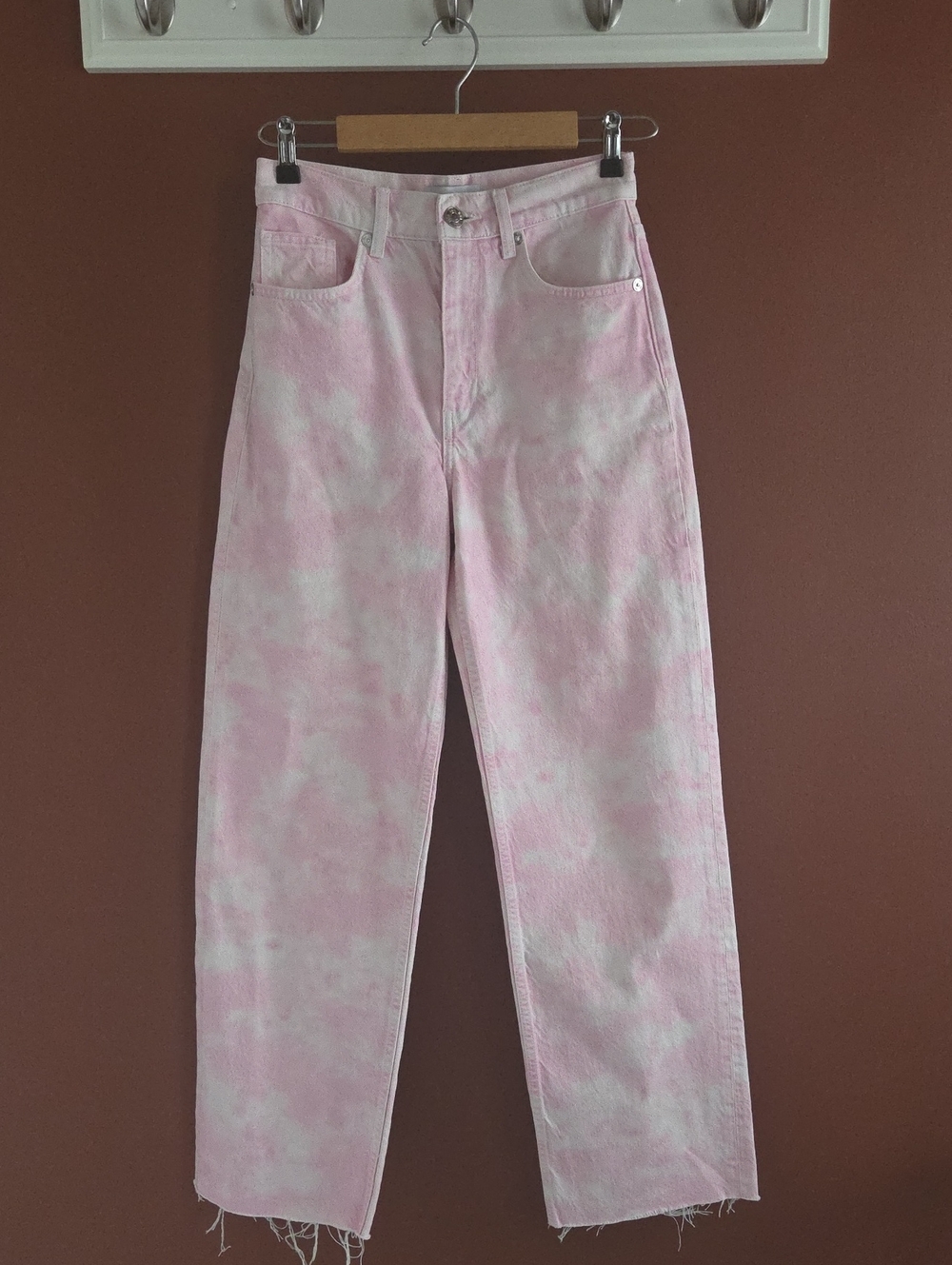 Zara Pink Tie-Dye Straight Leg Jeans NWOT